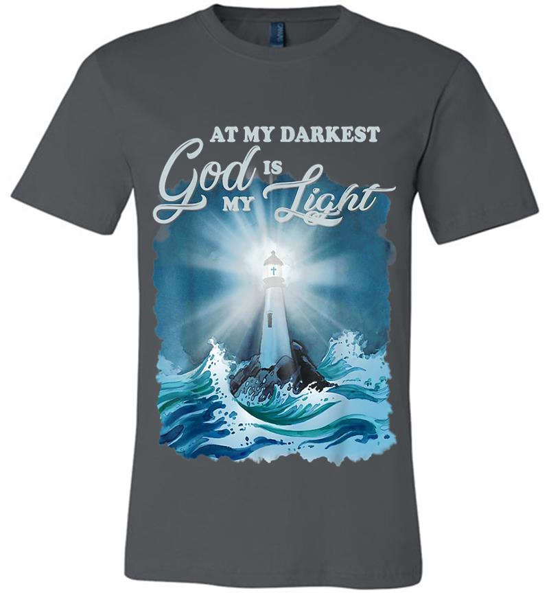 At My Darkest God Is My Light, Lighthouse Jesus Christian Premium T-shirt