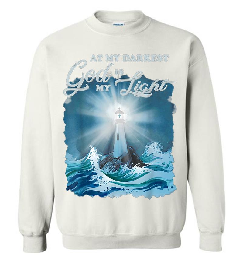 Inktee Store - At My Darkest God Is My Light, Lighthouse Jesus Christian Sweatshirt Image