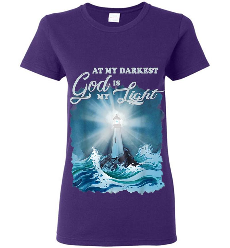 Inktee Store - At My Darkest God Is My Light, Lighthouse Jesus Christian Womens T-Shirt Image