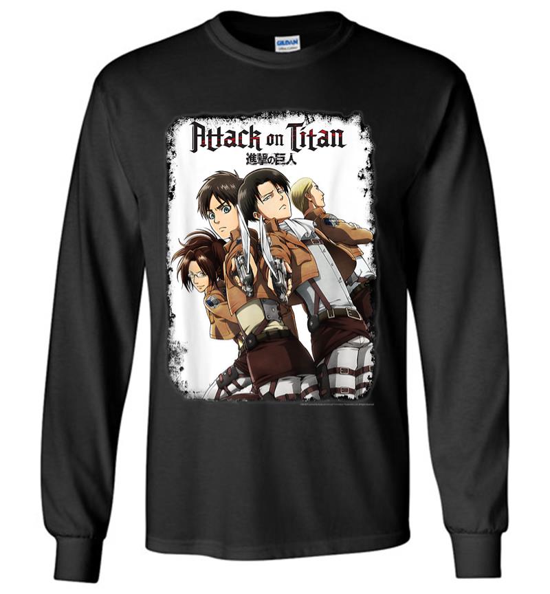 Attack On Titan Group Swords With Logo Long Sleeve T-Shirt