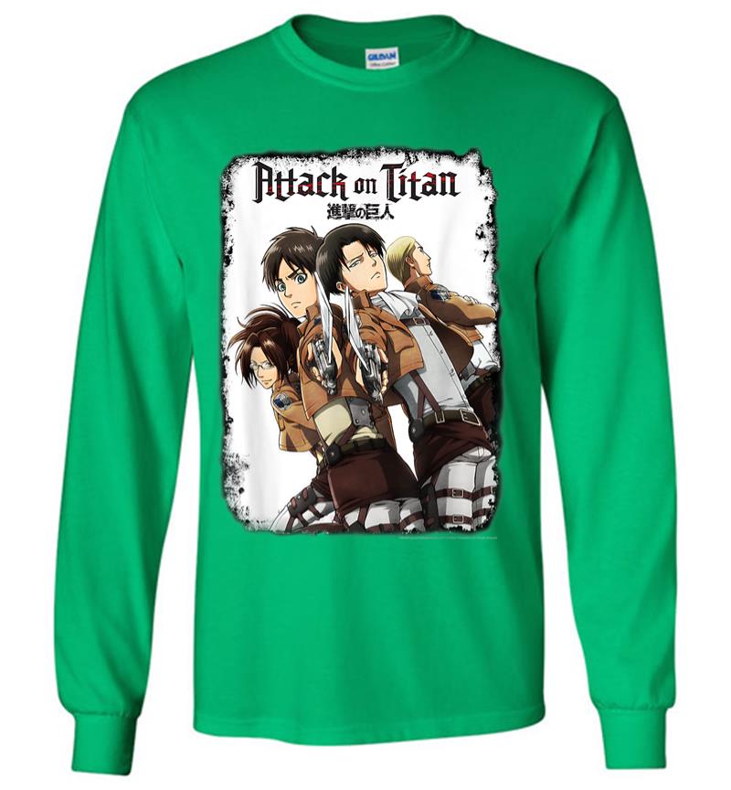 Inktee Store - Attack On Titan Group Swords With Logo Long Sleeve T-Shirt Image