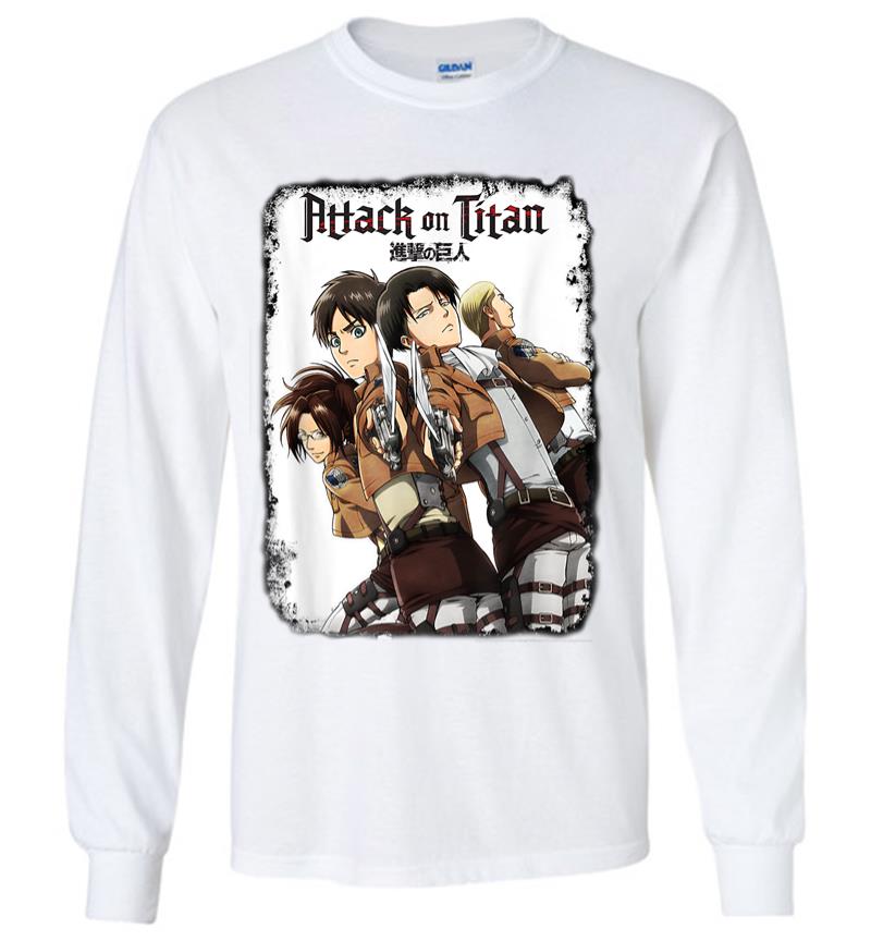 Inktee Store - Attack On Titan Group Swords With Logo Long Sleeve T-Shirt Image
