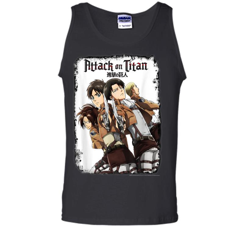 Attack On Titan Group Swords With Logo Men Tank Top
