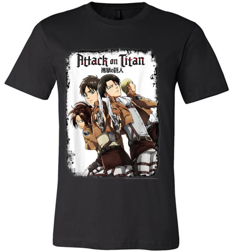 Attack On Titan Group Swords With Logo Premium T-Shirt