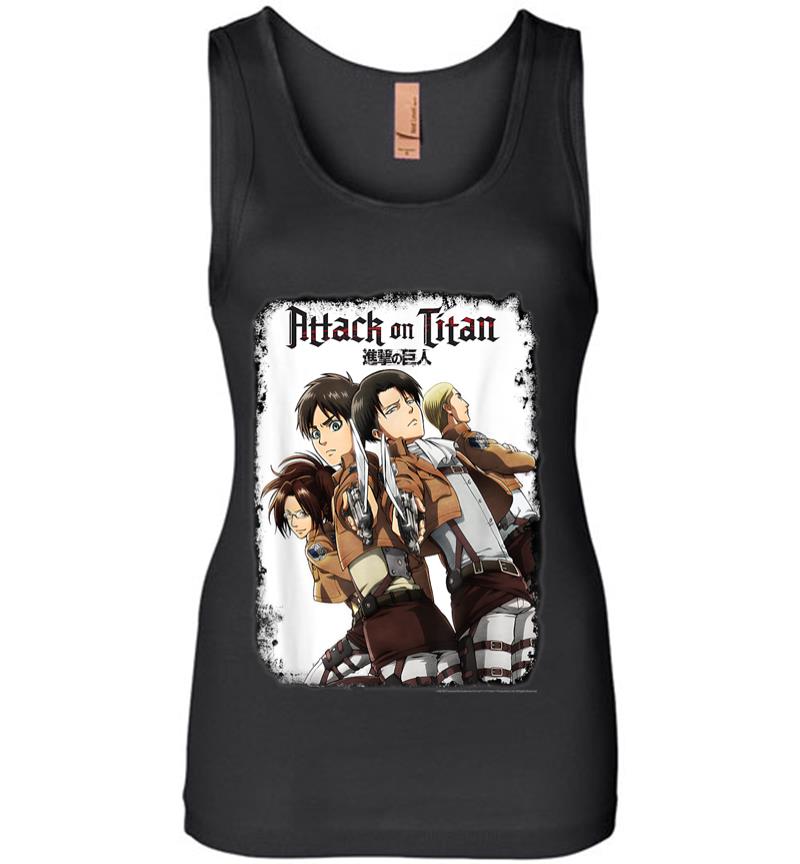 Attack On Titan Group Swords With Logo Women Jersey Tank Top