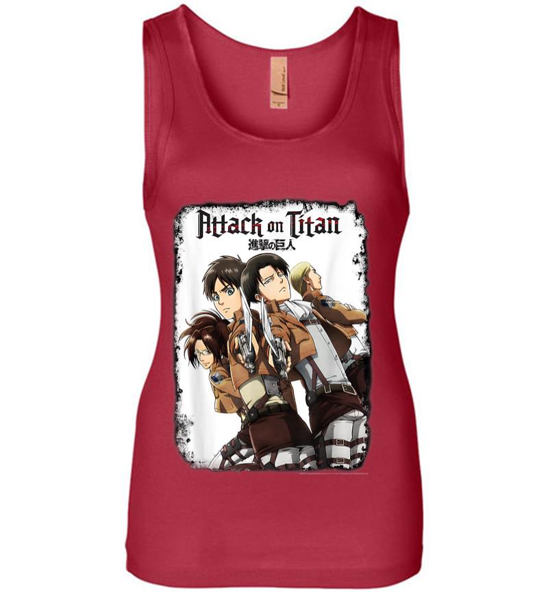 Inktee Store - Attack On Titan Group Swords With Logo Women Jersey Tank Top Image