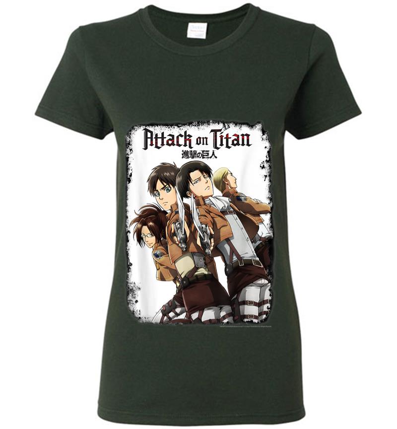 Inktee Store - Attack On Titan Group Swords With Logo Women T-Shirt Image