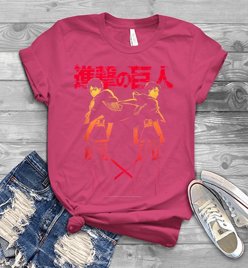 Inktee Store - Attack On Titan Levi Eren Gradient With Japanese Logo Men T-Shirt Image