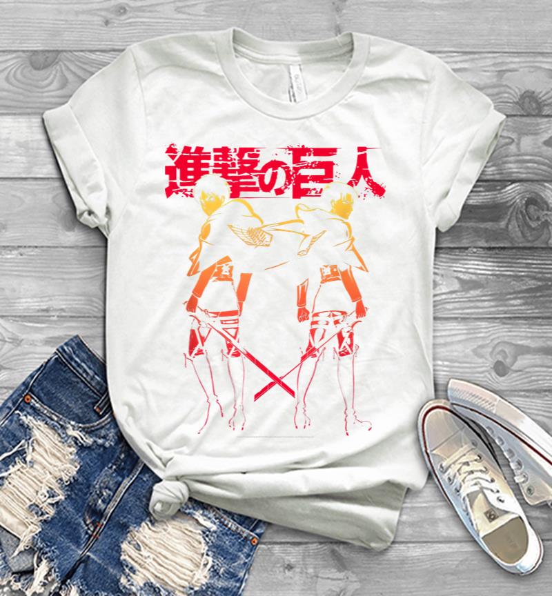 Inktee Store - Attack On Titan Levi Eren Gradient With Japanese Logo Men T-Shirt Image