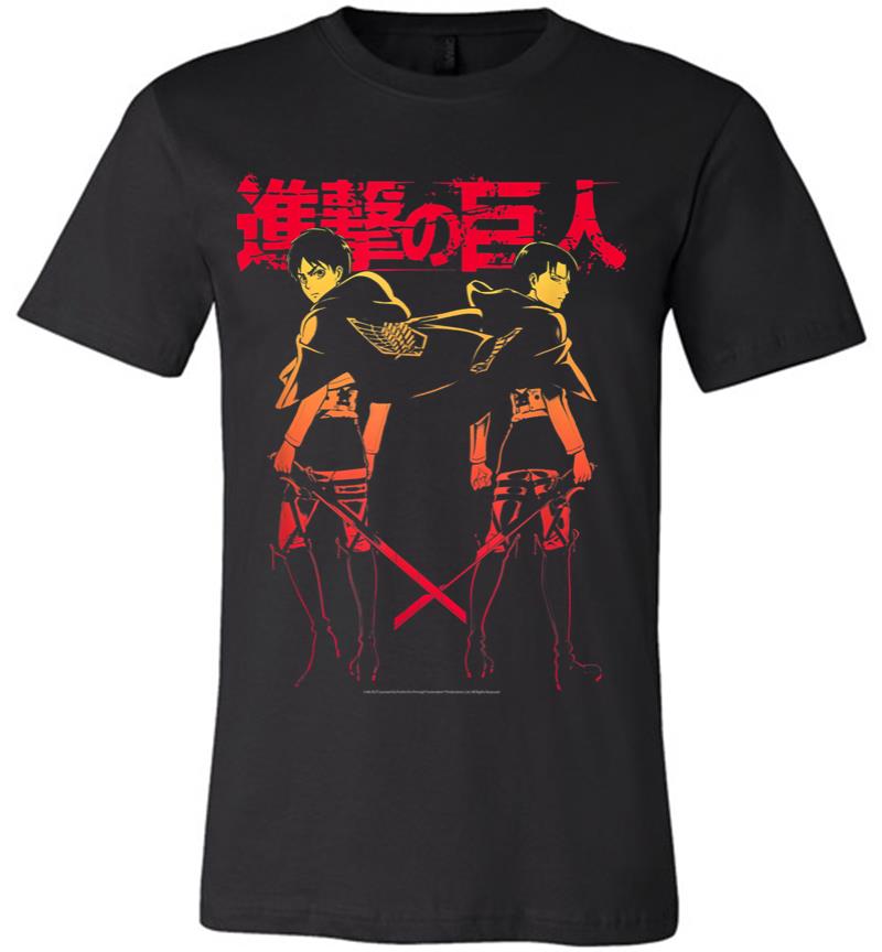 Attack On Titan Levi Eren Gradient With Japanese Logo Premium T-Shirt