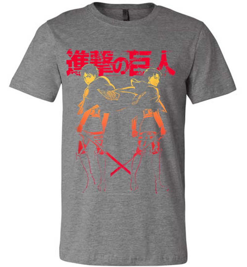 Inktee Store - Attack On Titan Levi Eren Gradient With Japanese Logo Premium T-Shirt Image