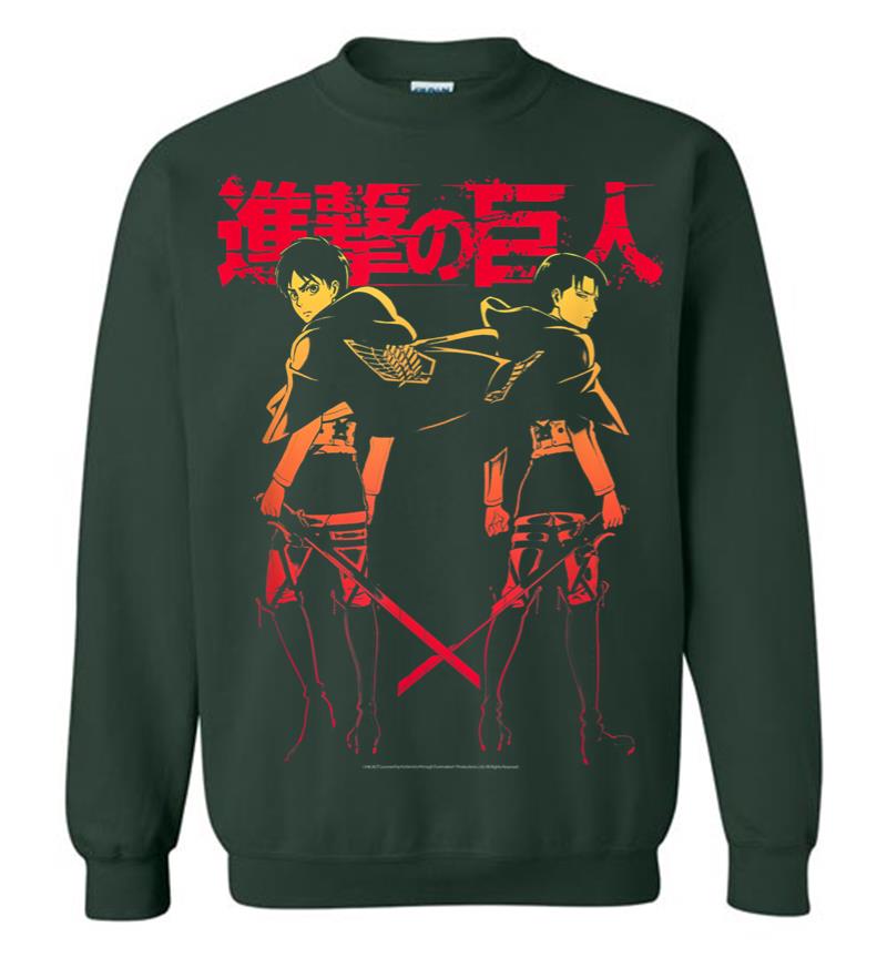 Inktee Store - Attack On Titan Levi Eren Gradient With Japanese Logo Sweatshirt Image