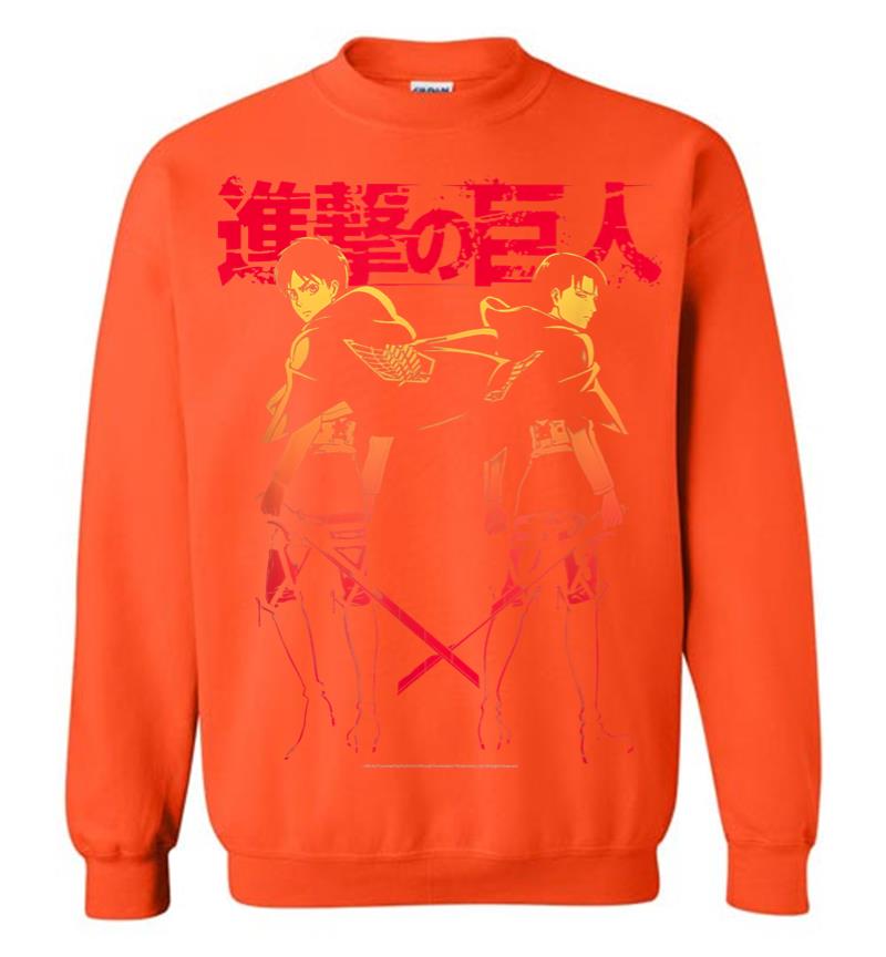 Inktee Store - Attack On Titan Levi Eren Gradient With Japanese Logo Sweatshirt Image
