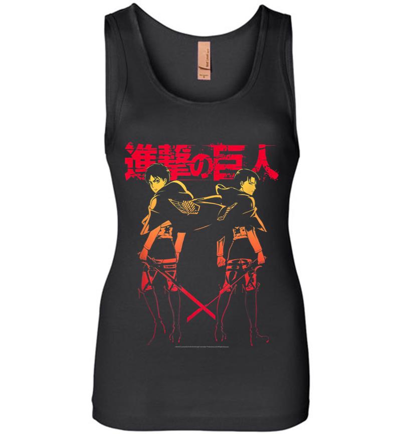 Attack On Titan Levi Eren Gradient With Japanese Logo Women Jersey Tank Top