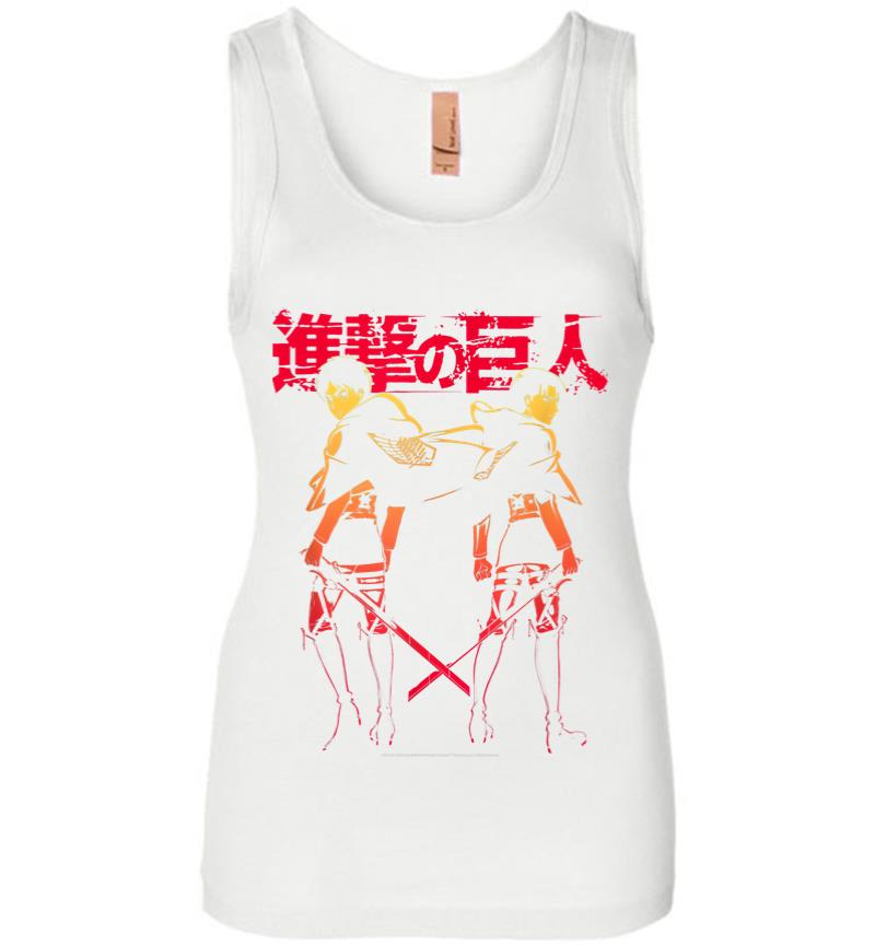 Inktee Store - Attack On Titan Levi Eren Gradient With Japanese Logo Women Jersey Tank Top Image