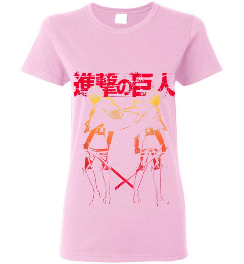 Inktee Store - Attack On Titan Levi Eren Gradient With Japanese Logo Women T-Shirt Image