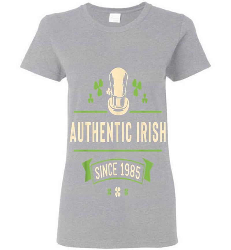 Inktee Store - Authentic Irish Since 1985 St Patricks Day Birthday Funny Womens T-Shirt Image