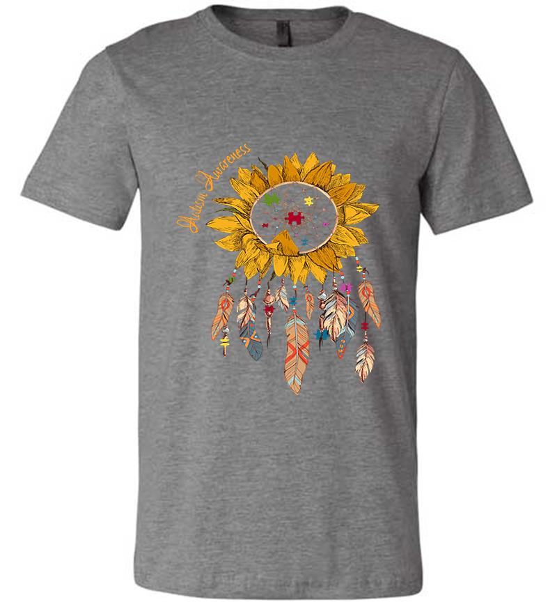 Inktee Store - Autism Awareness Sunflower Dream Catchers Premium T-Shirt Image
