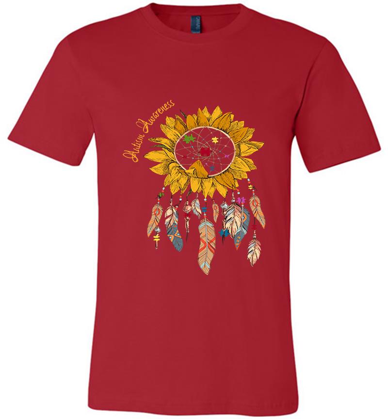 Inktee Store - Autism Awareness Sunflower Dream Catchers Premium T-Shirt Image