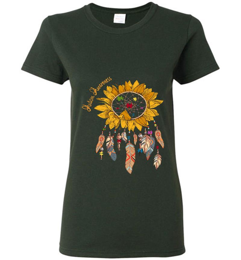 Inktee Store - Autism Awareness Sunflower Dream Catchers Womens T-Shirt Image