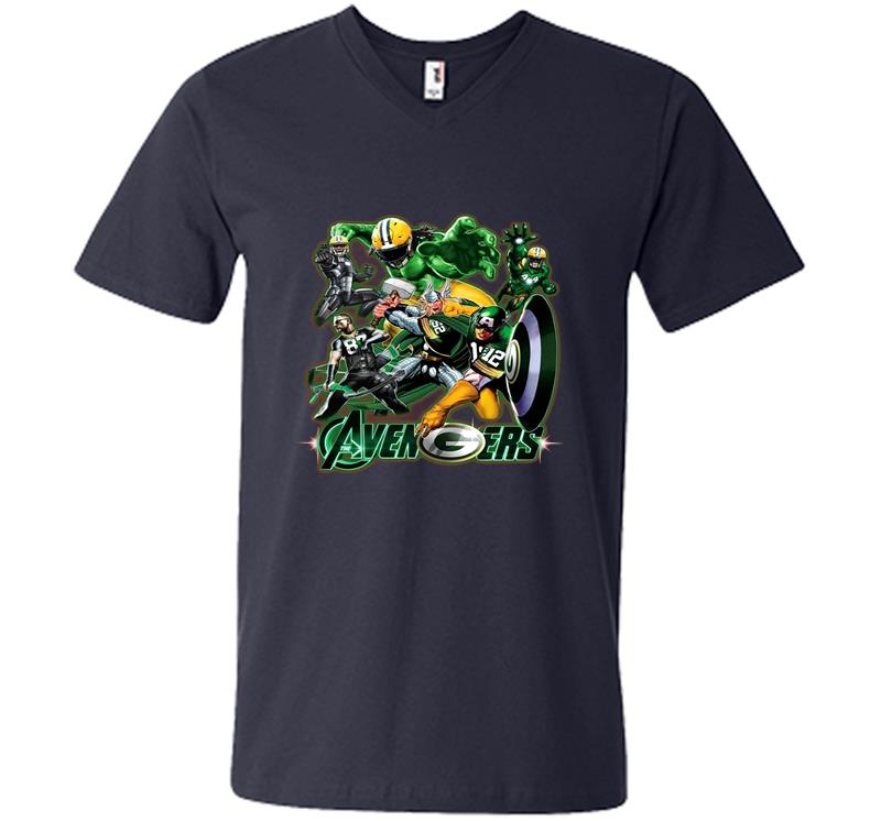 Inktee Store - Avengers Endgame Green Bay Packers V-Neck T-Shirt Image