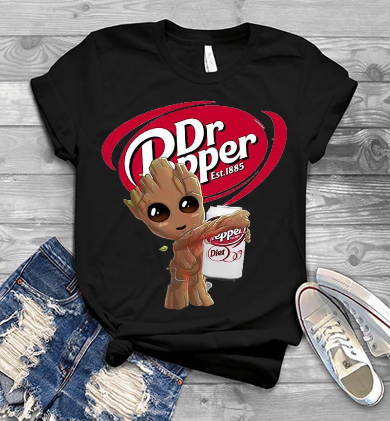 Baby Groot Vs Dr Pepper Mens T-shirt