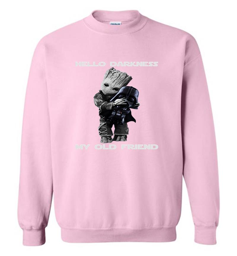Inktee Store - Baby Groot Hugs Darth Vader Hello Darkness My Old Friend Sweatshirt Image