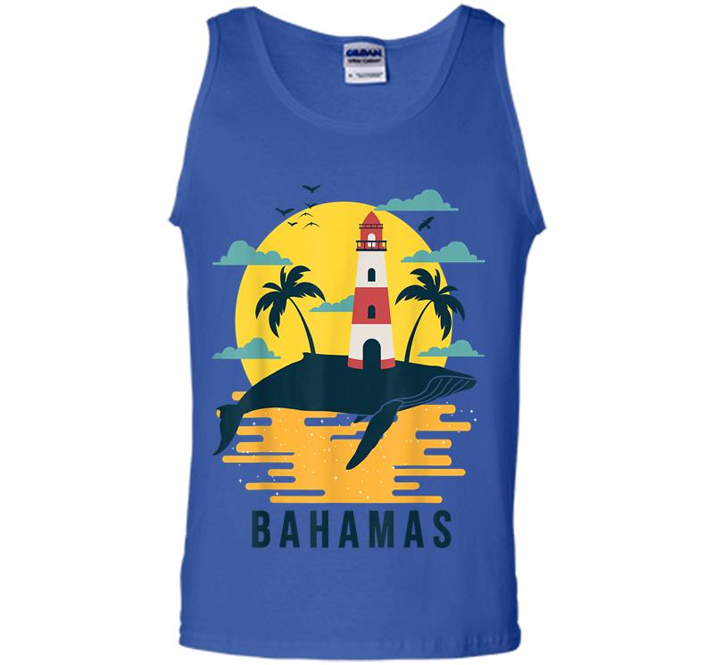 Inktee Store - Bahamas Whale Elbow Cay Nautical Striped Lighthouse Mens Tank Top Image