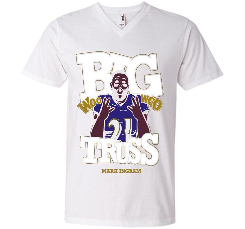 Inktee Store - Baltimore Ravens Mark Ingram Jr. Big Truss Woo Woo V-Neck T-Shirt Image