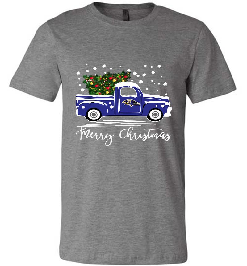 Inktee Store - Baltimore Ravens Truck Merry Christmas Tree Premium T-Shirt Image