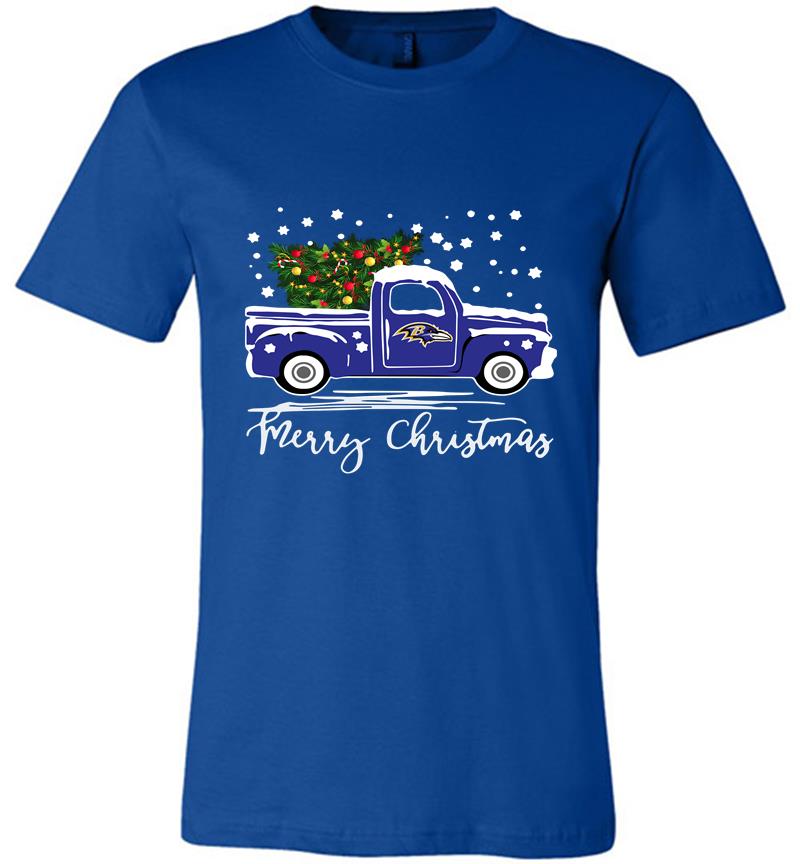 Inktee Store - Baltimore Ravens Truck Merry Christmas Tree Premium T-Shirt Image