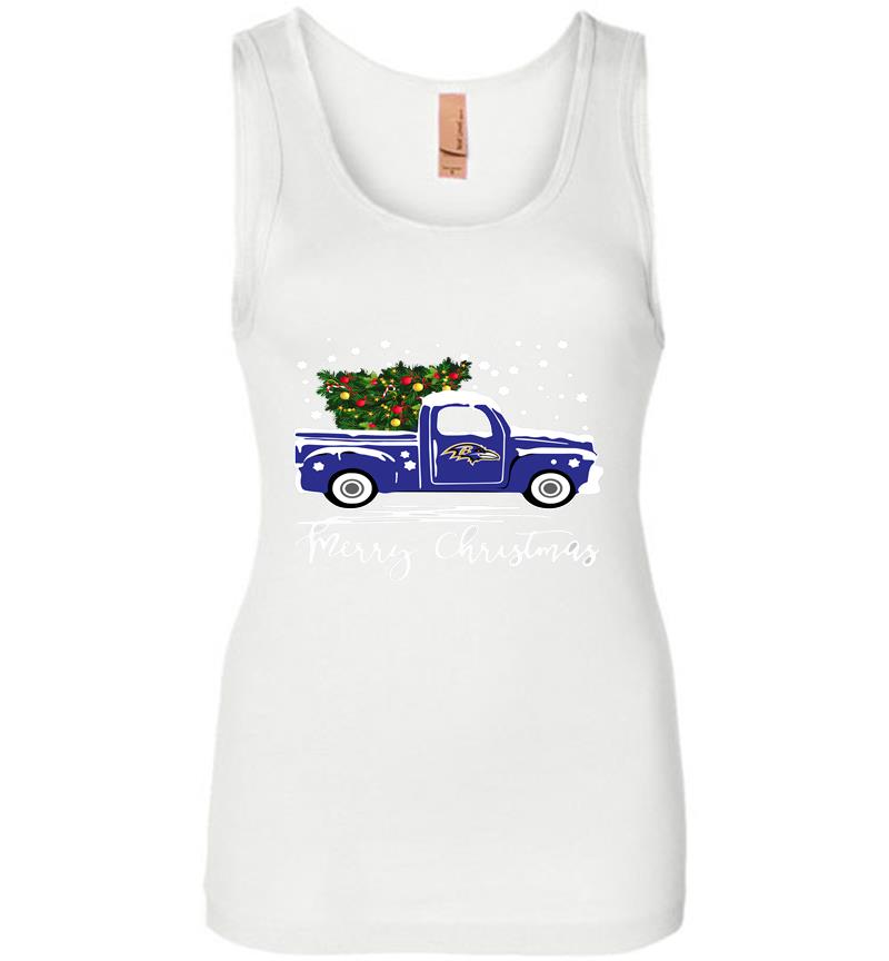 Inktee Store - Baltimore Ravens Truck Merry Christmas Tree Womens Jersey Tank Top Image