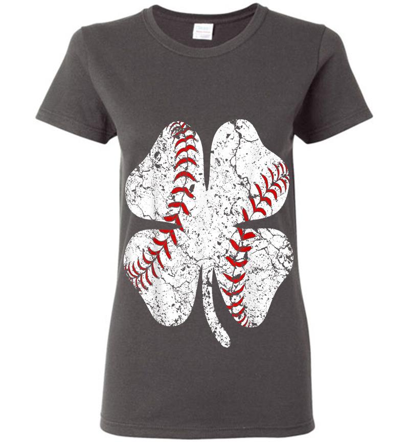 Inktee Store - Baseball St Patricks Day Boys Catcher Pitcher Shamrock Womens T-Shirt Image