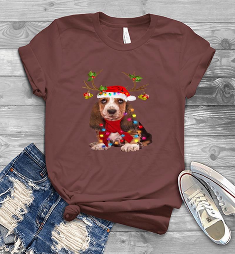 Inktee Store - Basset Hound Reindeer Santa Christmas Mens T-Shirt Image