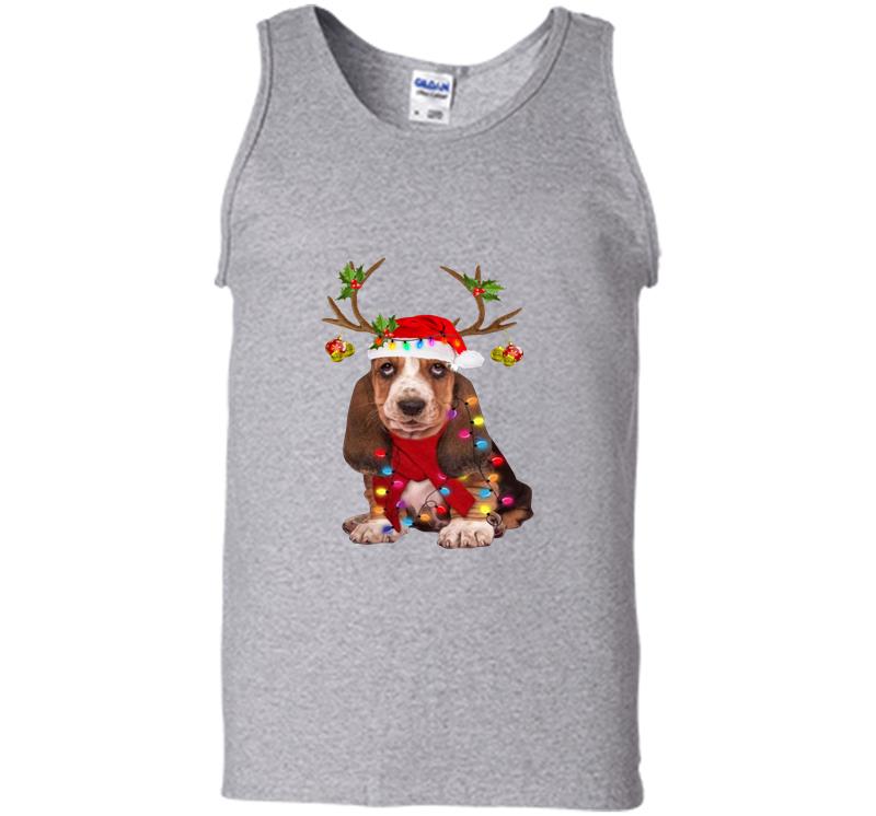 Inktee Store - Basset Hound Reindeer Santa Christmas Mens Tank Top Image