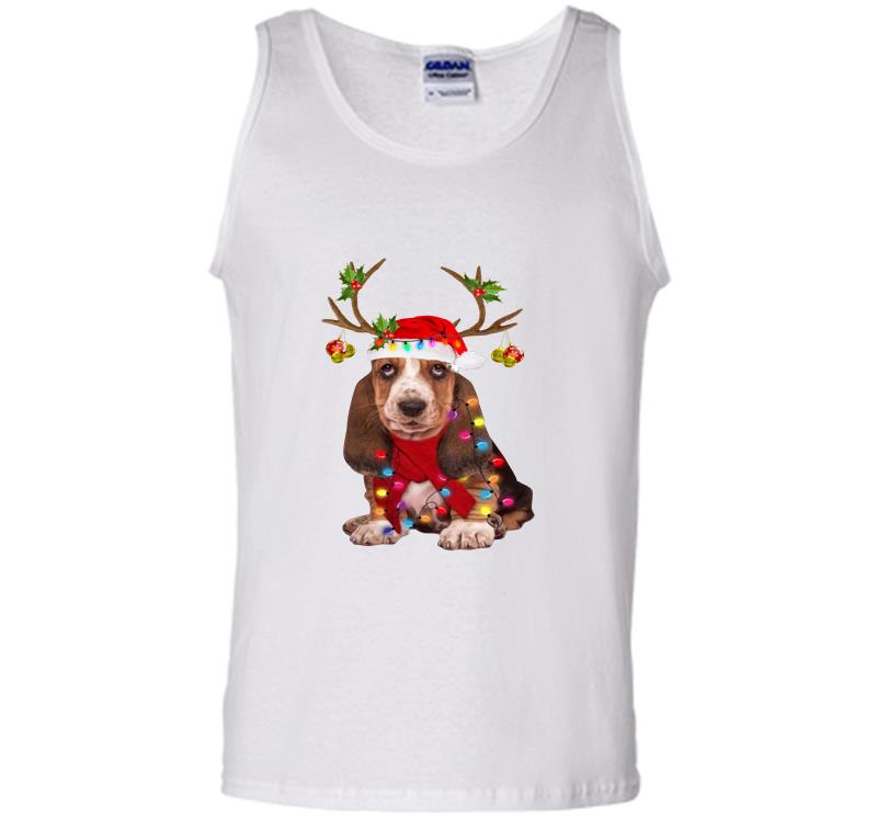 Inktee Store - Basset Hound Reindeer Santa Christmas Mens Tank Top Image