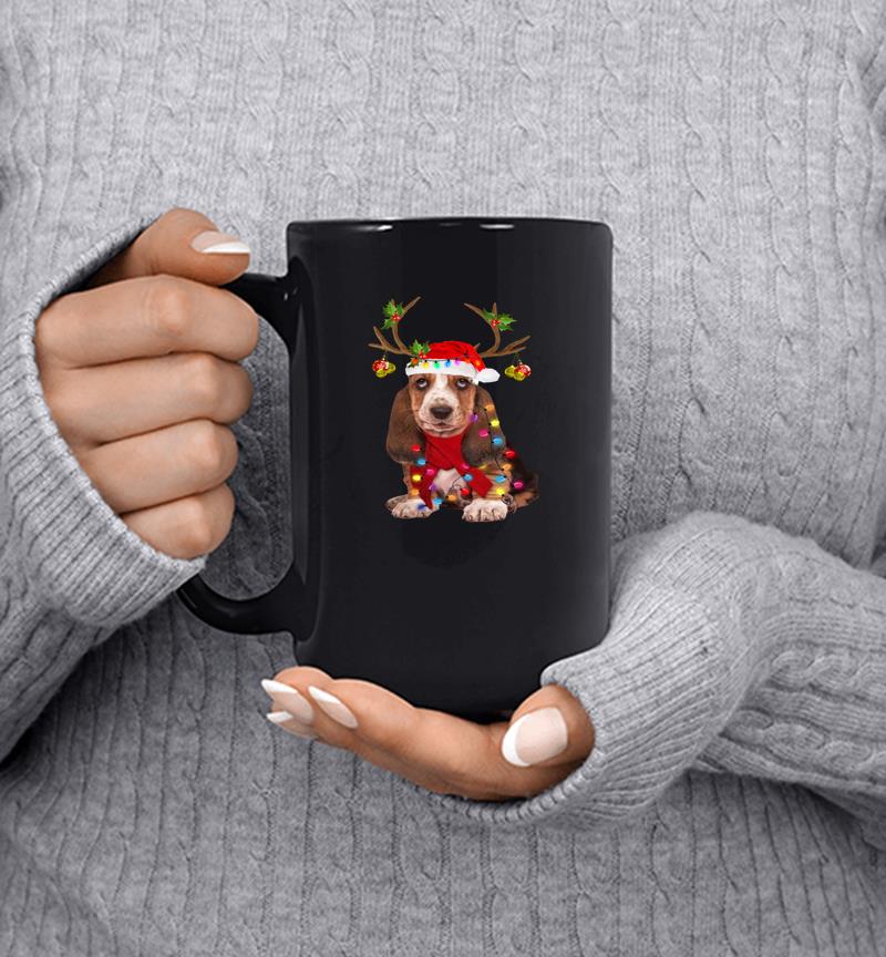 Basset Hound Reindeer Santa Christmas Mug