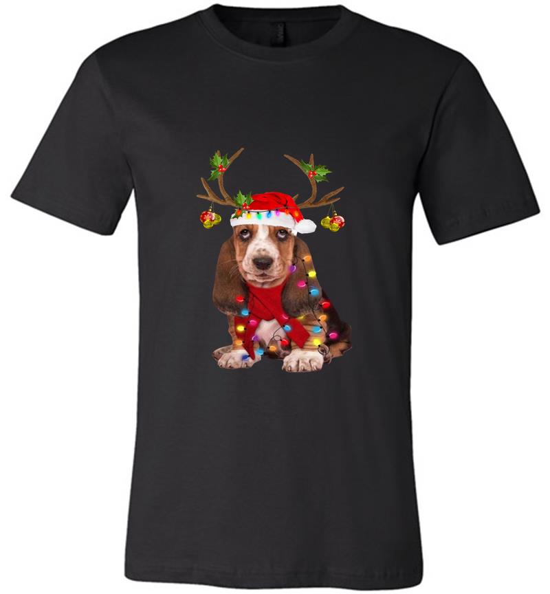 Inktee Store - Basset Hound Reindeer Santa Christmas Premium T-Shirt Image