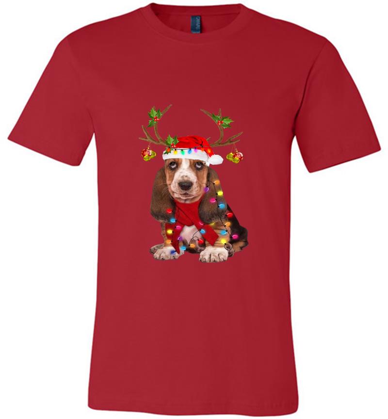 Inktee Store - Basset Hound Reindeer Santa Christmas Premium T-Shirt Image