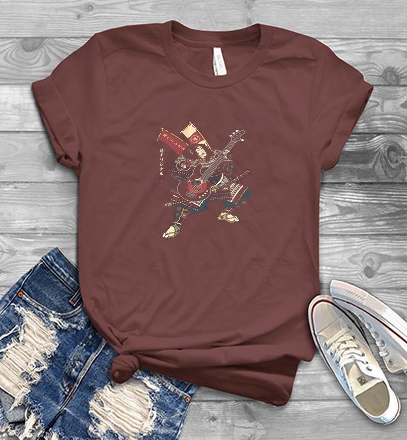 Inktee Store - Bassist Samurai Play Guitar Mens T-Shirt Image