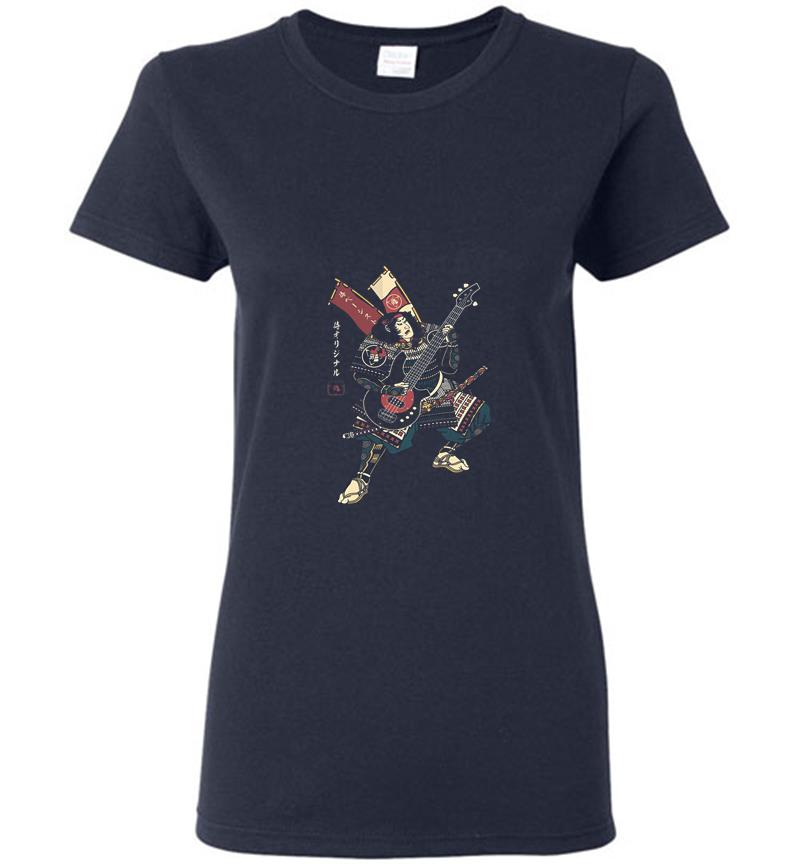 Inktee Store - Bassist Samurai Play Guitar Womens T-Shirt Image