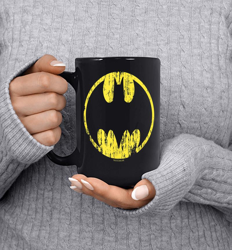 Batman Classic Logo Distressed Gray Mug