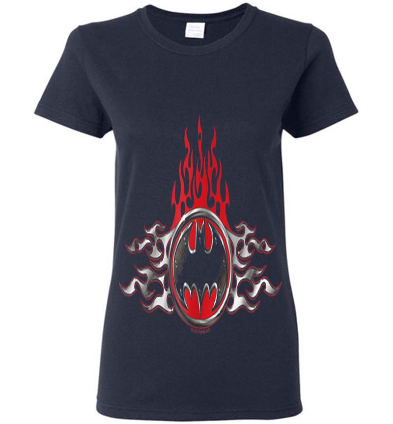 Inktee Store - Batman Sl Flames Logo Womens T-Shirt Image