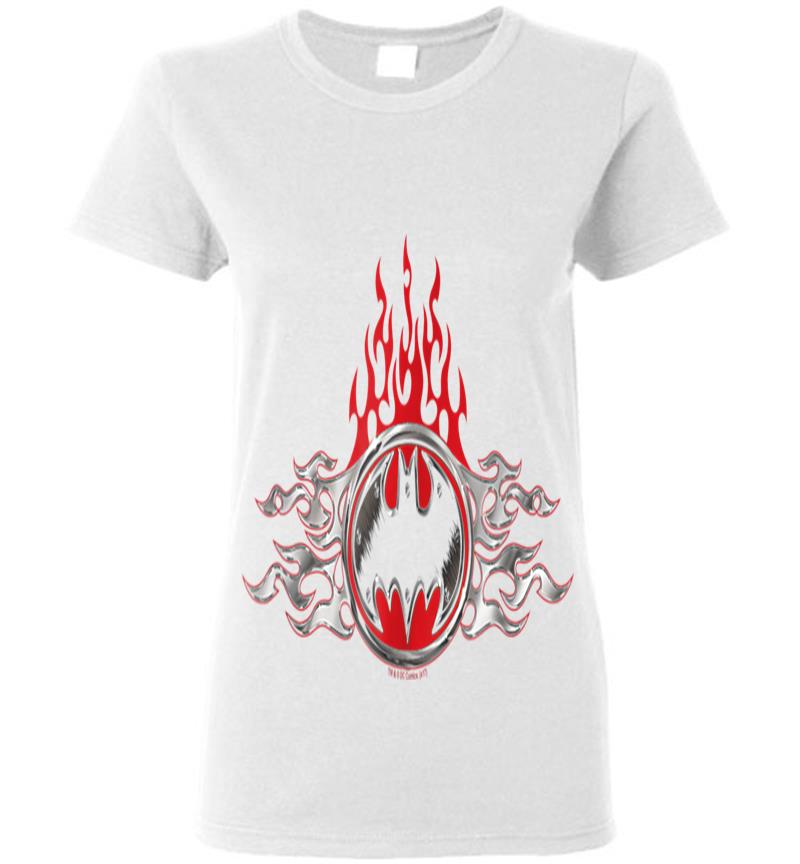 Inktee Store - Batman Sl Flames Logo Womens T-Shirt Image