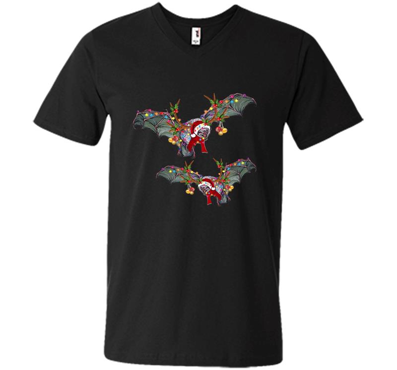 Bats Santa Christmas V-Neck T-Shirt