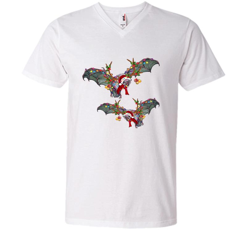 Inktee Store - Bats Santa Christmas V-Neck T-Shirt Image