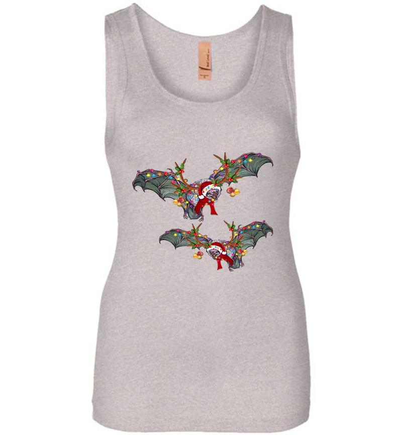 Inktee Store - Bats Santa Christmas Womens Jersey Tank Top Image