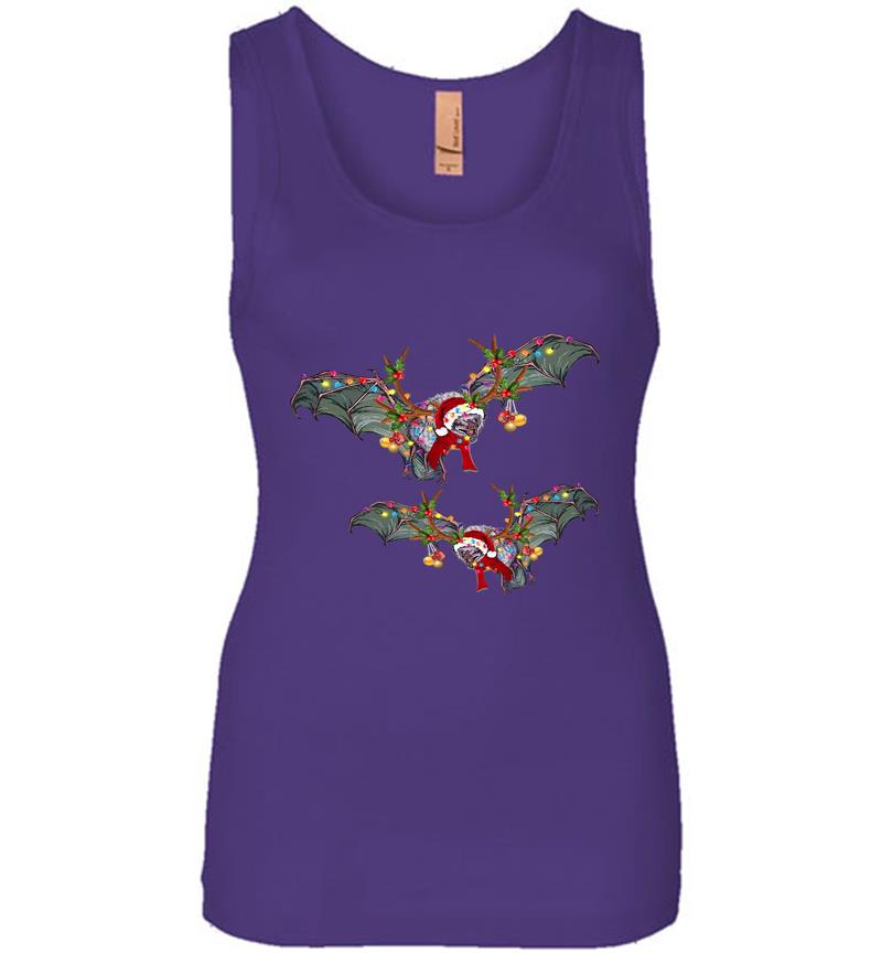 Inktee Store - Bats Santa Christmas Womens Jersey Tank Top Image
