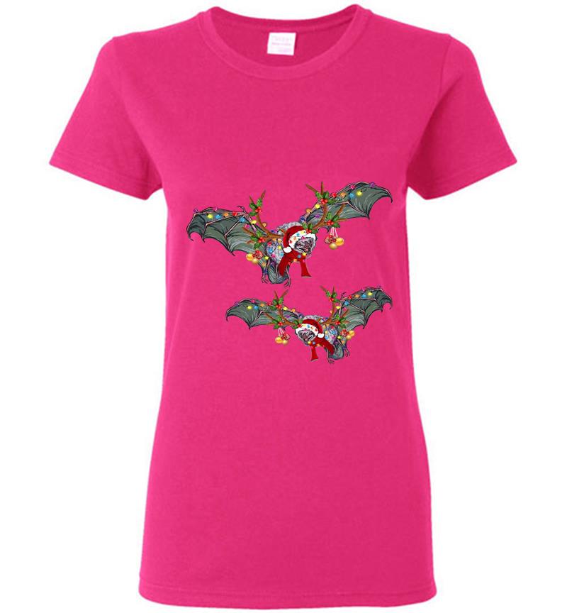 Inktee Store - Bats Santa Christmas Womens T-Shirt Image
