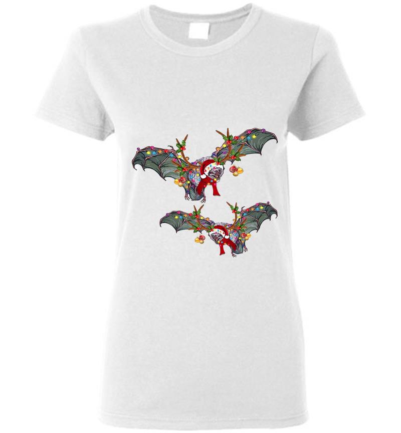 Inktee Store - Bats Santa Christmas Womens T-Shirt Image
